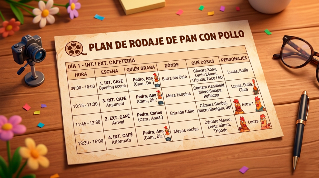 creación de contenido plan de rodaje
